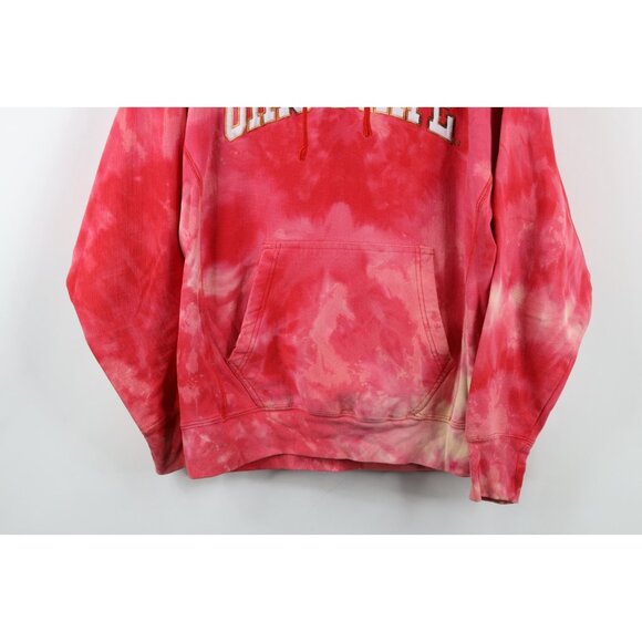 Vintage 90s Mens Medium Spell Out Acid Wash Ohio State University Hoodie Red - Picture 3 of 16
